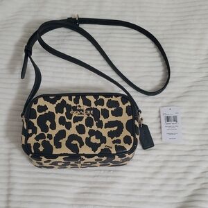 Coach Animal Print Crossbody Bag - Black and Tan, New